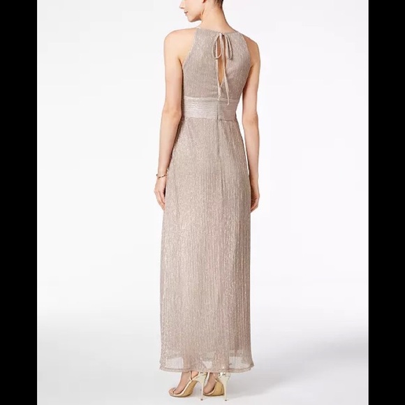 Metallic Halterneck Gown with Thigh Split - Petite - Picture 2 of 5